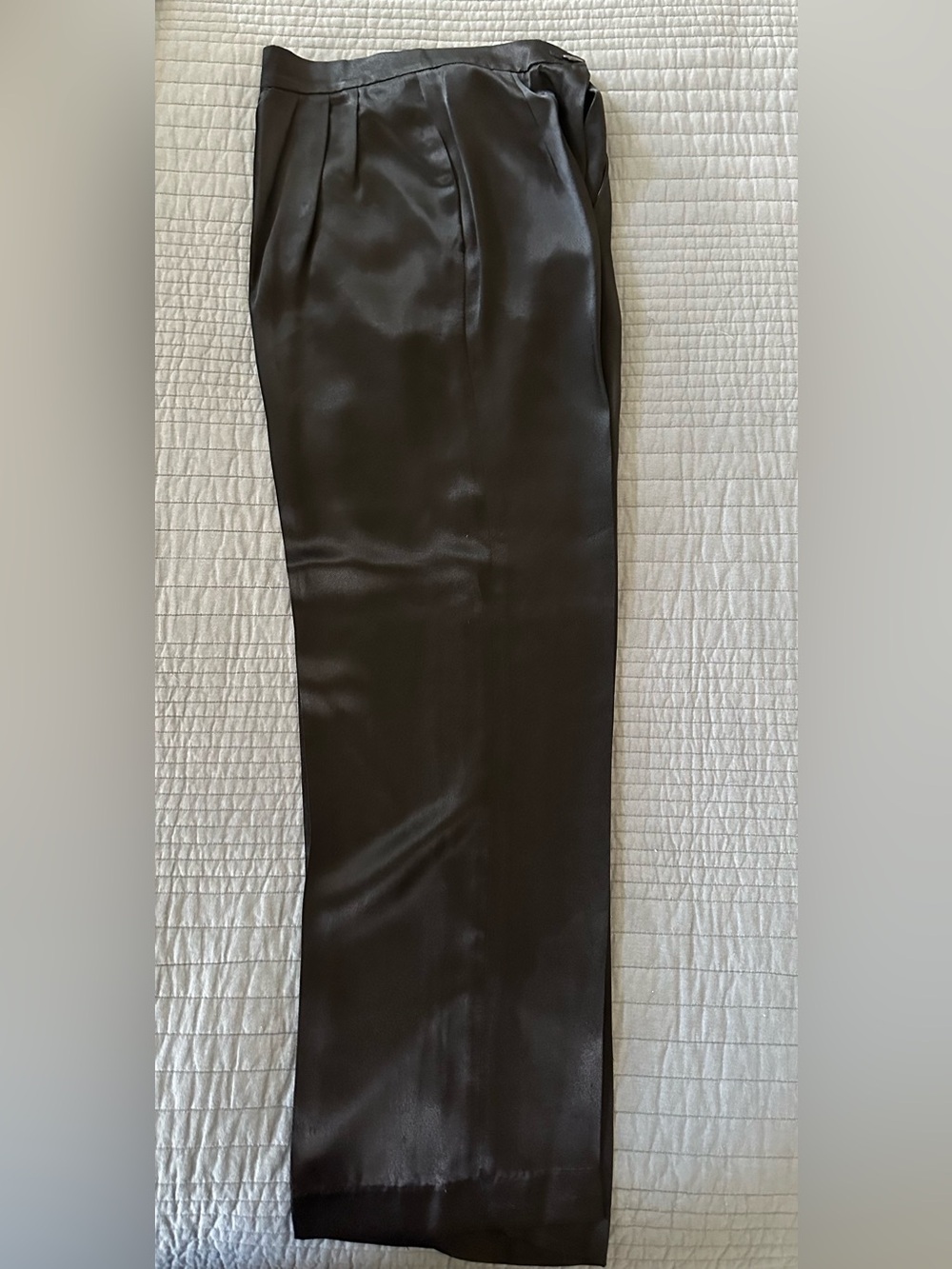 Vintage Sleek Satin-Look Black Trousers - Picture 1 of 4